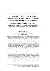 Portada:La memòria inèdita del Carmel descalç femení a la Corona d’Aragó: biografies i cròniques històriques
  / Gras i Casanovas, M. Mercè