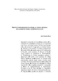 Portada:Breves comentarios sobre la parte general del derecho penal económico suizo / José Hurtado Pozo