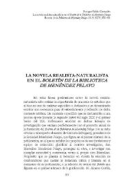 Portada:La novela realista-naturalista en el "Boletín de la Biblioteca de Menéndez Pelayo" / Enrique Rubio Cremades