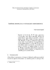 Portada:Legítima defensa de la “naturaleza”- medio ambiente  / Ciro Cancho Espinal