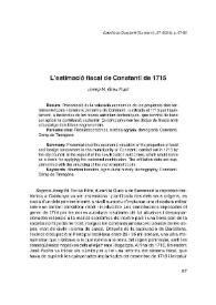 Portada:L'estimació fiscal de Constantí de 1715 / Josep M. Grau Pujol