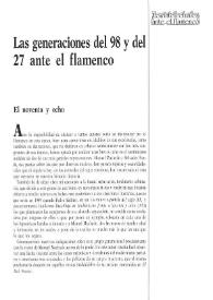 Portada:Las generaciones del 98 y del 27 ante el flamenco / José Luis Buendía López