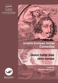 Portada:Quien habla más obra menos / Fernando de Zárate ; edición de Alberto Gutiérrez Gil