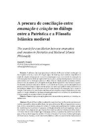 Portada:A procura de conciliação entre \"emanação e criação\" no diálogo entre a Patrística e a Filosofia Islâmica medieval  / Samuel Dimas