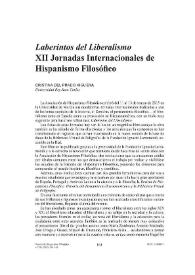 Portada:"Laberintos del Liberalismo". XII Jornadas Internacionales de Hispanismo Filosófico  / Cristina del Prado Higuera