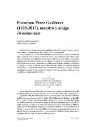 Portada:Francisco Pérez Gutiérrez (1929-2017), maestro y amigo. "In memoriam"

 / Carlos Nieto Blanco