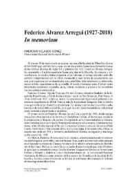 Portada:Federico Álvarez Arregui (1927-2018). \"In memoriam\"
 / Ambrosio Velasco Gómez