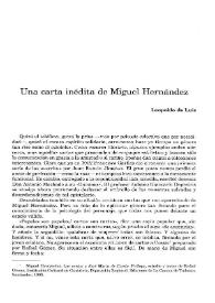 Portada:Una carta inédita de Miguel Hernández / Leopoldo de Luis