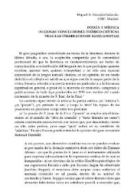 Portada:Poesía y mística. (Algunas conclusiones teórico-críticas tras las celebraciones sanjuanistas)  / Miguel A. Garrido-Gallardo