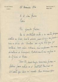 Portada:Carta manuscrita de Esplá, Óscar a Luis Galve. 1960-11-28