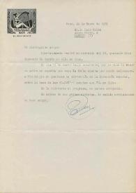 Portada:Carta mecanografiada de Presidente de la Asociación de Conciertos de Reus a Luis Galve. 1979-01-22