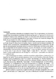 Portada:Sobre la "Elegía" / Antonio Gracia