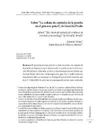 Portada:Sobre "La cadena de custodia de la prueba en el proceso penal", de Geraldo Prado / Antonio Vieira y Saulo Murilo de Oliveira Mattos