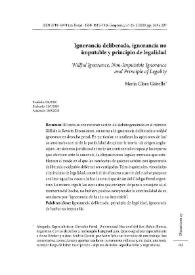 Portada:Ignorancia deliberada, ignorancia no imputable y principio de legalidad / María Clara Gabella