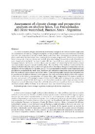 Portada:Assessment of climate change and prospective analysis on shallow lakes. Las Encadenadas del Oeste watershed, Buenos Aires - Argentina / Caroline Tengroth, Alejandra Mabel Geraldi