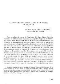 Portada:La Academia del Buen Gusto y la poesía de la época / por José Miguel Caso González