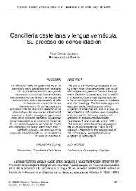 Portada:Cancillería castellana y lengua vernácula. Su proceso de consolidación  / Pilar Ostos Salcedo