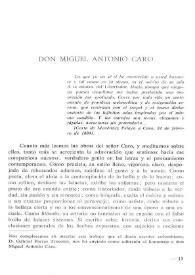 Portada:Don Miguel Antonio Caro / Gabriel Porras Troconis