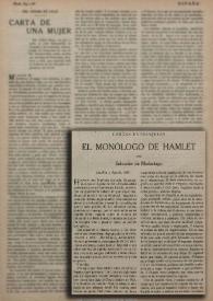 Portada:El monólogo de Hamlet  / Salvador de Madariaga