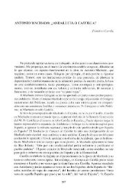 Portada:Antonio Machado: ¿Andalucía o Castilla? / Francisco Carrillo