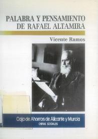 Portada:Palabra y pensamiento de Rafael Altamira / Vicente Ramos