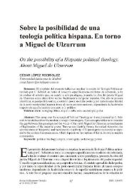 Portada:Sobre la posibilidad de una teología política hispana. En torno a Miguel de Ulzurrum / César López Rodríguez