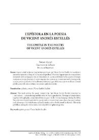Portada:L’epístola en la poesia de Vicent Andrés Estellés / Ferran Carbó