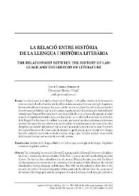 Portada:La relació entre història de la llengua i història literària / Jordi Ginebra Serrabou