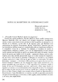 Portada:Notas al magisterio de Antonio Machado / Manuel Díaz Martínez
