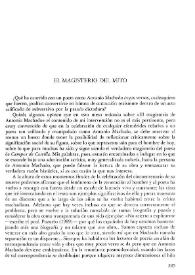 Portada:El magisterio del mito / Antonio Sánchez Trigueros 