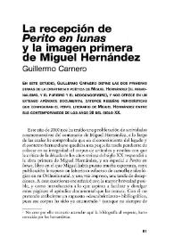 Portada:La recepción de "Perito en lunas" y la imagen primera de Miguel Hernández / Guillermo Carnero