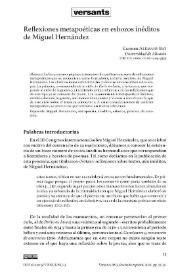 Portada:Reflexiones metapoéticas en esbozos inéditos de Miguel Hernández  / Carmen Alemany Bay