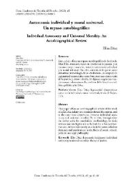 Portada:Autonomía individual y moral universal. Un repaso autobiográfico / Elías Díaz