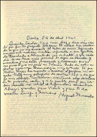 Portada:Carta de Miguel Hernández a Carlos Rodríguez Spiteri. Ocaña, 24 de abril de 1941