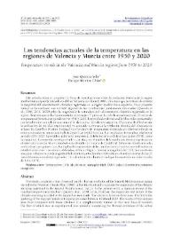 Portada:Las tendencias actuales de la temperatura en las regiones de Valencia y Murcia entre 1950 y 2020 / José Quereda Sala, Enrique Montón Chiva