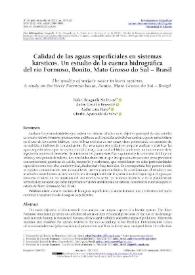Portada:Calidad de las aguas superficiales en sistemas kársticos. Un estudio de la cuenca hidrográfica del río Formoso, Bonito, Mato Grosso do Sul – Brasil / Rafael M. Brugnolli, André Gerardo Berezuk, André Luiz Pinto, Charlei Aparecido da Silva