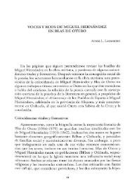 Portada:Voces y ecos de Miguel Hernández en Blas de Otero / Aitor L. Larrabide