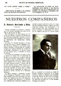 Portada:Nuestros compañeros. D. Antonio Machado y Ruiz / Edijimo