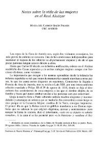 Portada:Notas sobre la vida de las mujeres en el Real Alcázar / María del Carmen Simón Palmer