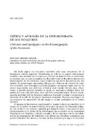 Portada:Crítica y apología en la historiografía de los novatores / Antonio Mestre Sanchís