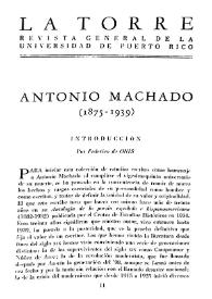 Portada:Antonio Machado (1875-1939). Introducción / Por Federico de Onís
