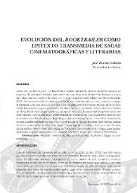 Portada:Evolución del "booktrailer" como epitexto transmedia de sagas cinematográficas y literarias / José Rovira Collado
