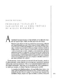 Portada:Problemas textuales y variantes en la obra poética de Miguel Hernández / Dario Puccini