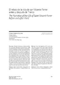 Portada: El relato de la vida de san Vicente Ferrer antes y después de Trento / Carme Arronis Llopis
