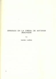 Portada:Símbolos en la poesía de Antonio Machado / Por Rafael Lapesa