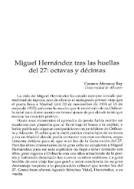 Portada:Miguel Hernández tras las huellas del 27: octavas y décimas / Carmen Alemany Bay