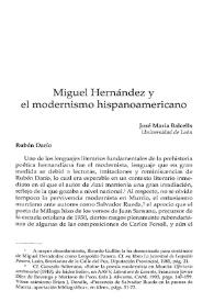 Portada:Miguel Hernández y el modernismo hispanoamericano / José María Balcells