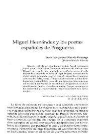 Portada:Miguel Hernández y los poetas españoles de Posguerra / Francisco Javier Díez de Revenga