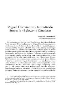 Portada:Miguel Hernández y la tradición áurea: la \"Égloga\" a Garcilaso / Francisco Florit Durán