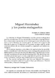 Portada:Miguel Hernández y los poetas malagueños / Antonio A. Gómez Yebra